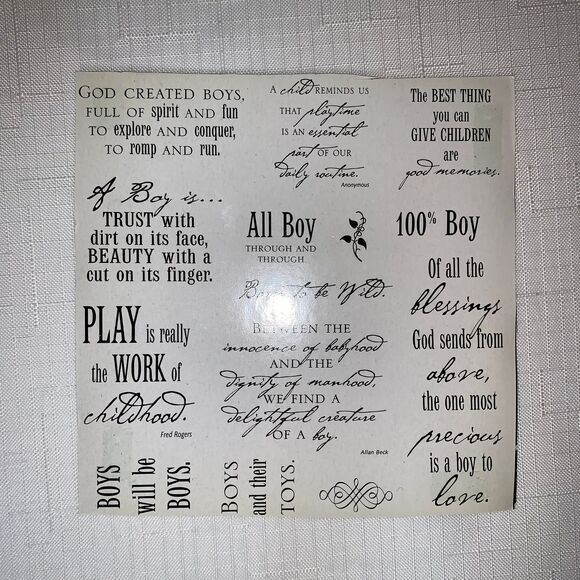 Stamp Set Simple Thoughts Boy Polymer Cling Scrapbook Card Craft Phrases Verse - Picture 5 of 9